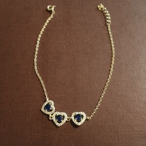 925S. Silver Over Gold plated Heart Bracelet New Approx 8'